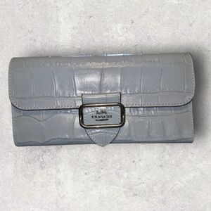 Coach Morgan Slim Wallet In Cornflower Color with Gunmetal Hardware